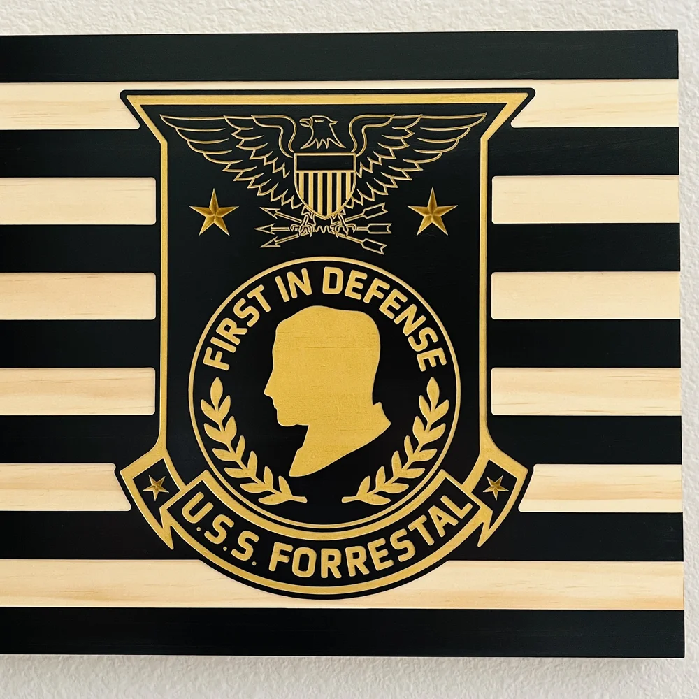 U.S.S. Forrestal 木製プレート U.S.S. Forrestal wooden American Flag — It All Started With A Flag